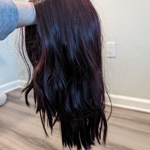 Lace front wig, synthetic - Plum/Burgundy Brown